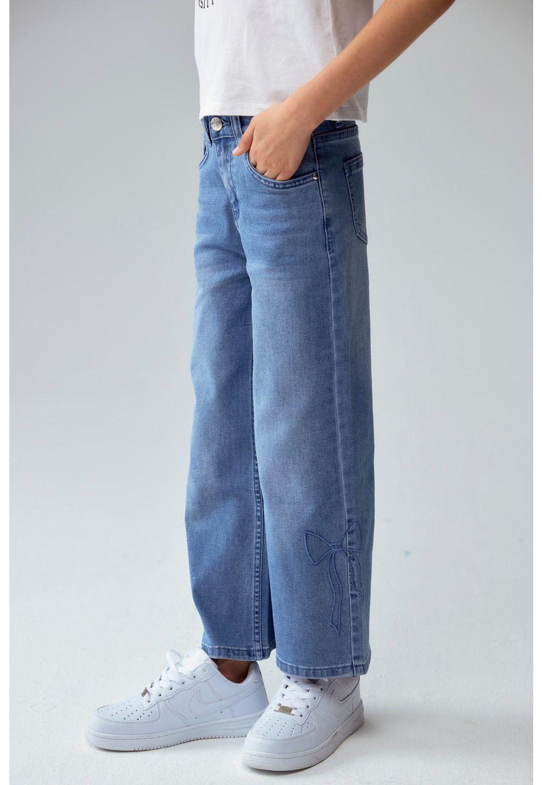 Jeans Niña Calce Recto Parche Cinta Celeste-1