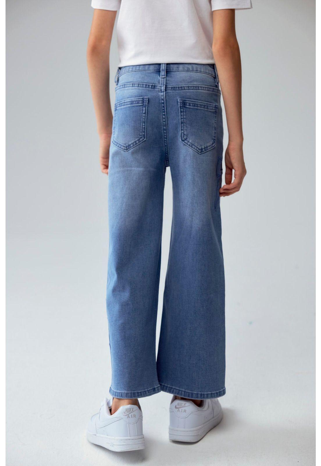 Jeans Niña Calce Recto Parche Cinta Celeste-2