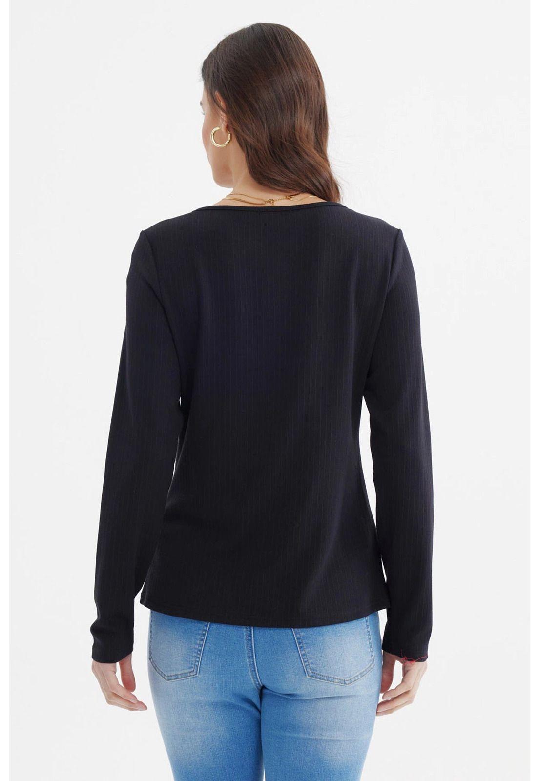 Polera Mujer Ajustado Negro - Vll-2