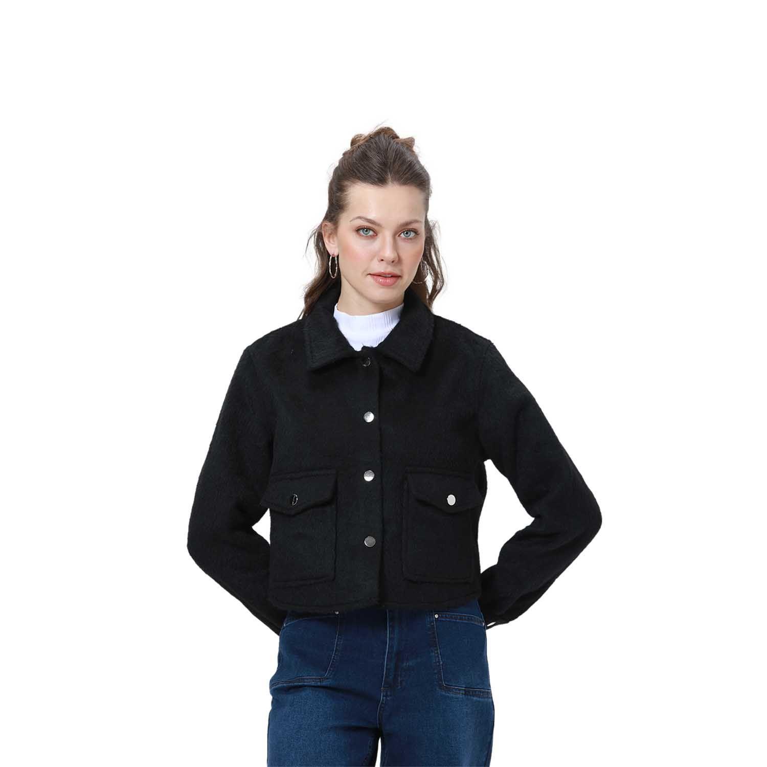 Chaqueta Mujer Sobrecamisa Negro Ii Fsp-0