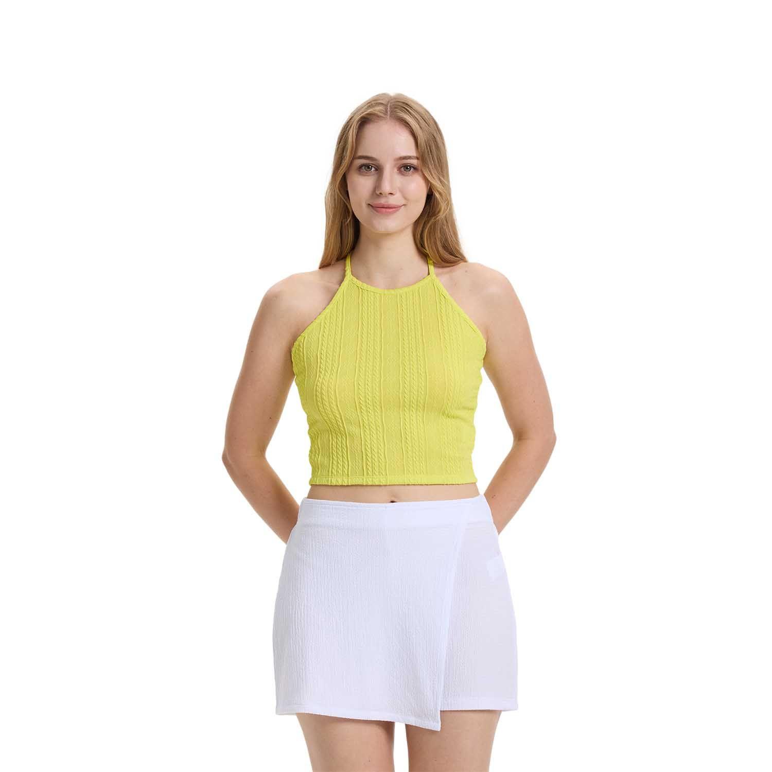 Polera Mujer Tiras Cuello Verde Limon Fashion's Park-0