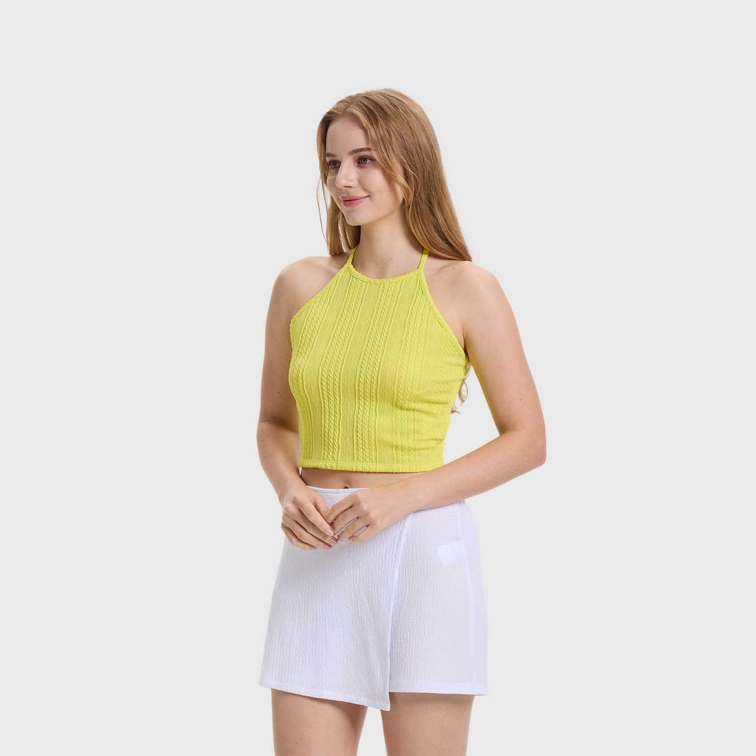 Polera Mujer Tiras Cuello Verde Limon Fashion's Park-1