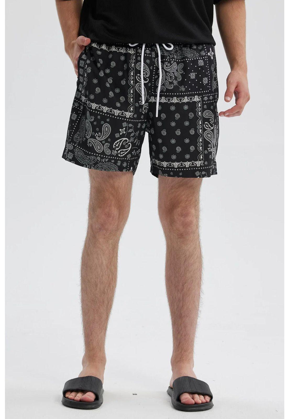 Short De Baño Hombre Print Bandana Negro-0