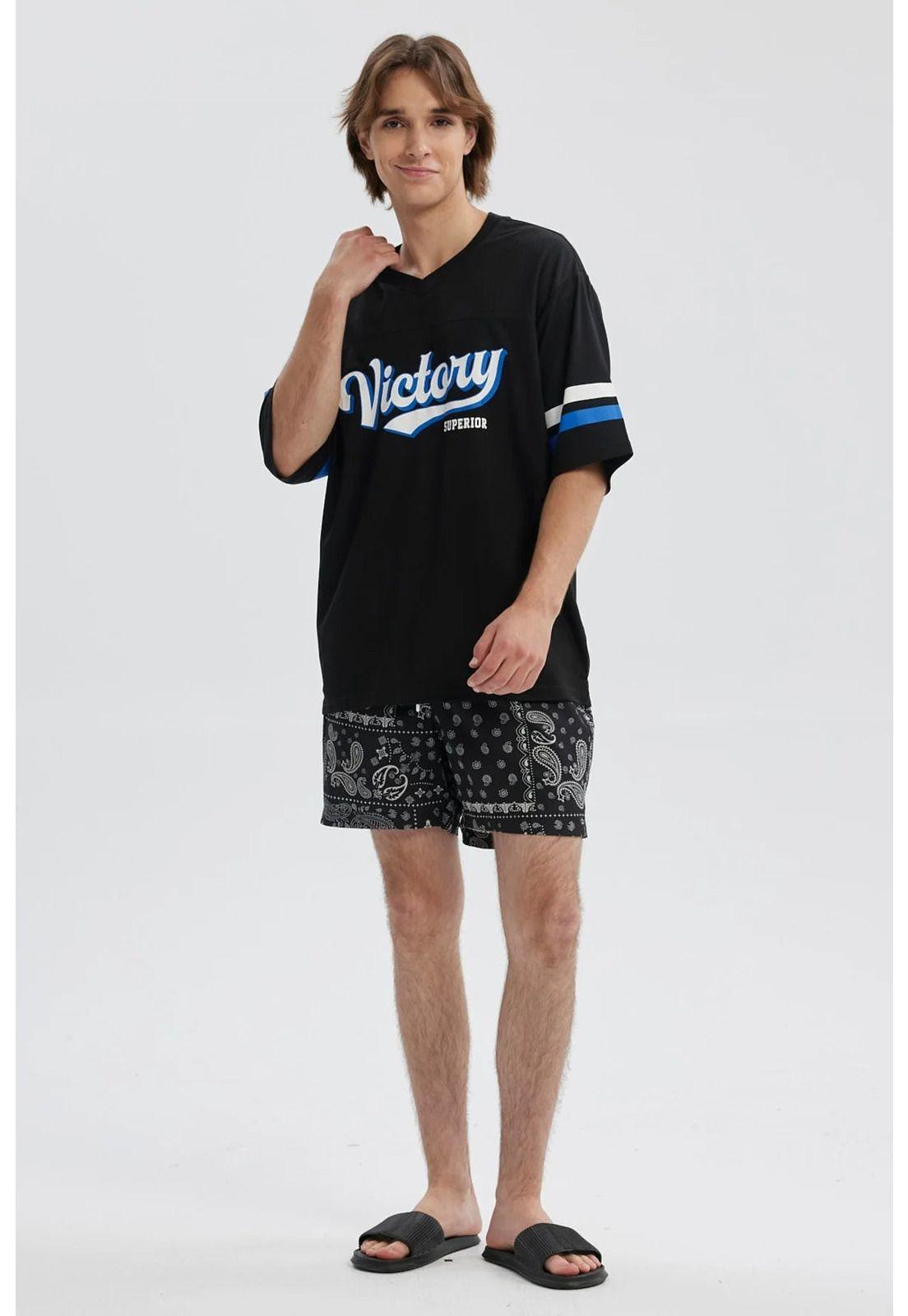 Short De Baño Hombre Print Bandana Negro-3