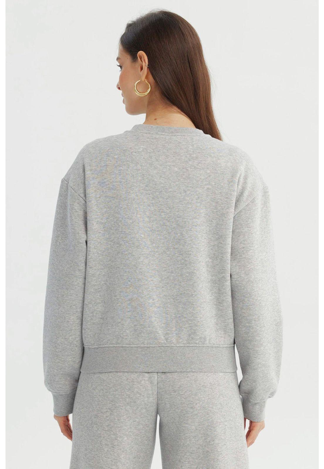 Polerón Mujer Adorno Print Gris Melange-2