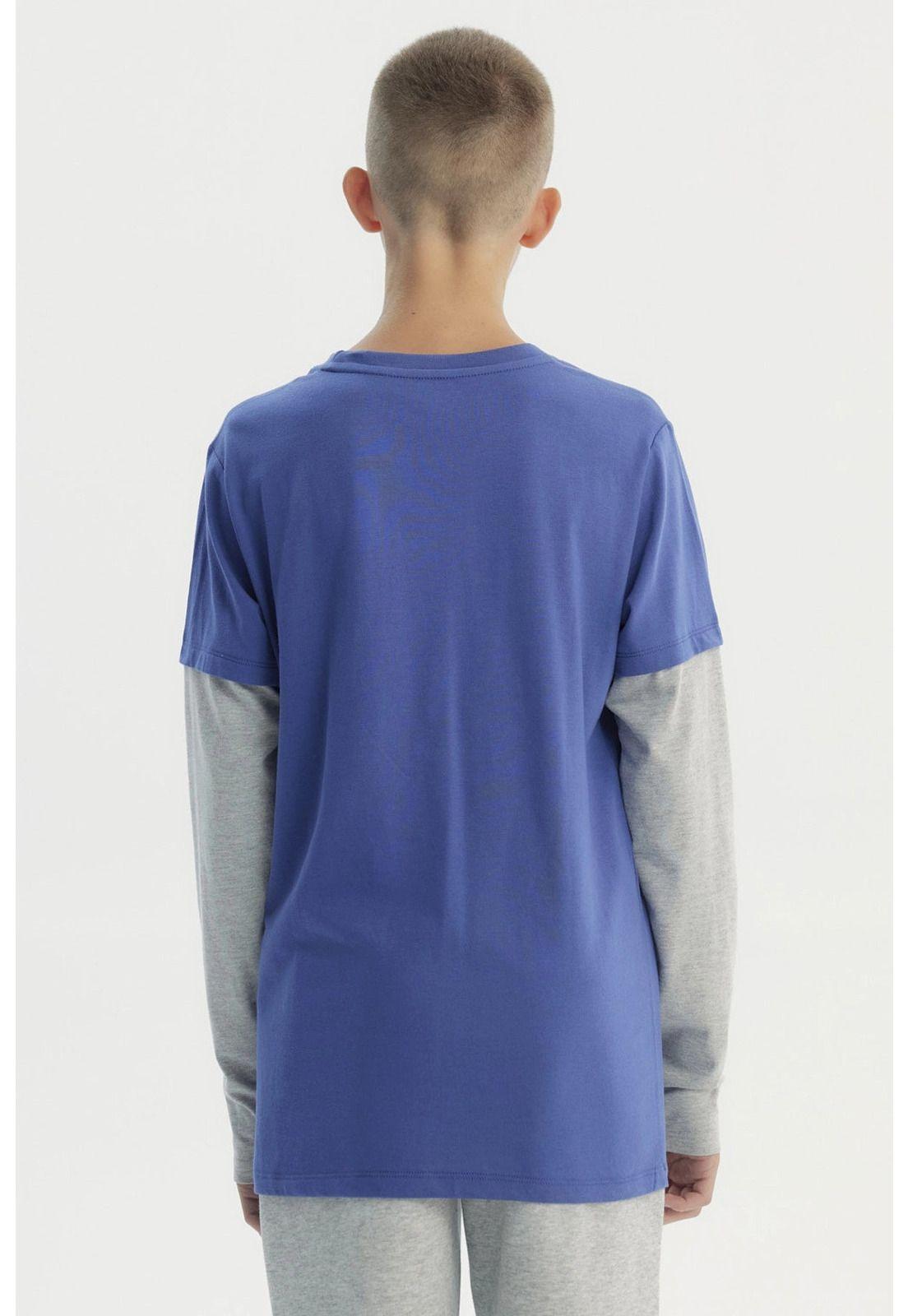 Polera Niño Básica Print Azul Claro - ll-2