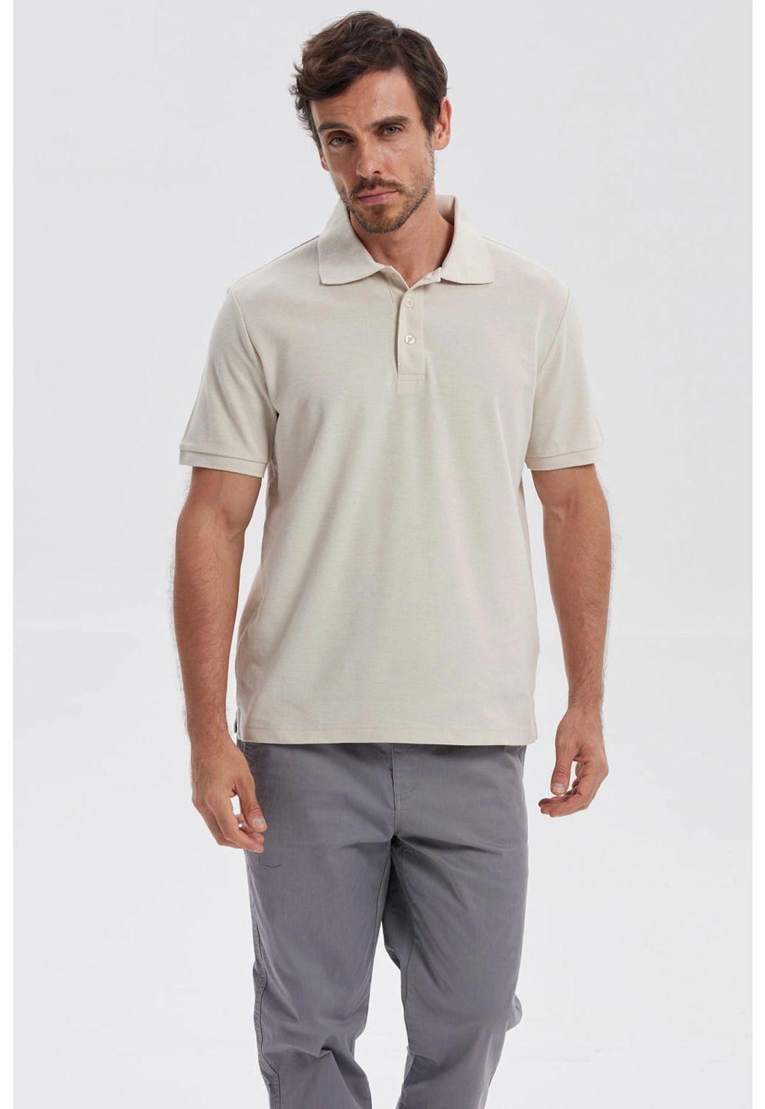 Polera Hombre Piqué Básica Lisa Beige - ll-0
