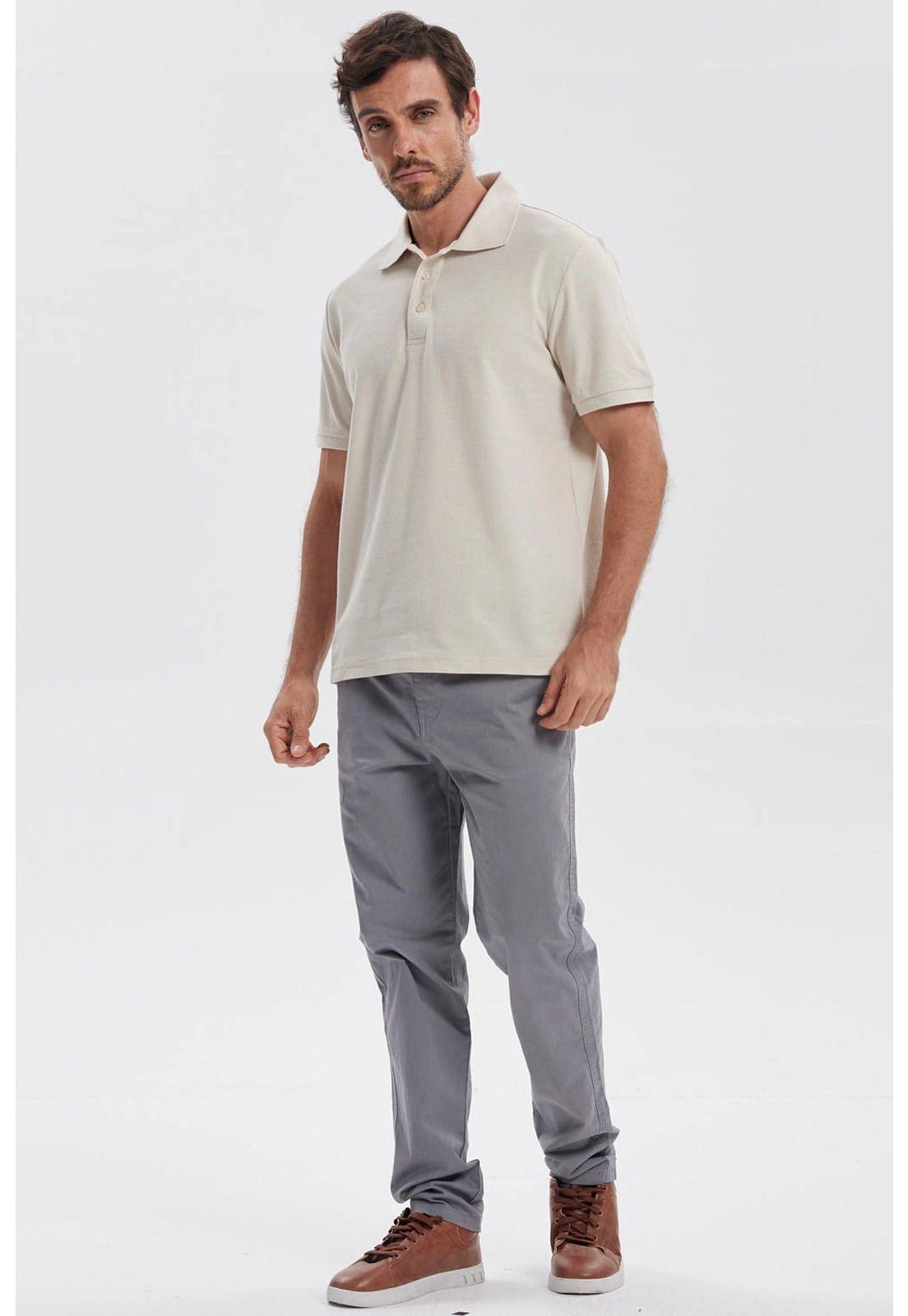 Polera Hombre Piqué Básica Lisa Beige - ll-3