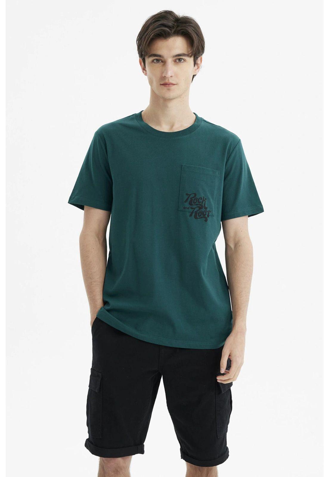 Polera Hombre Slim Verde Oscuro-0