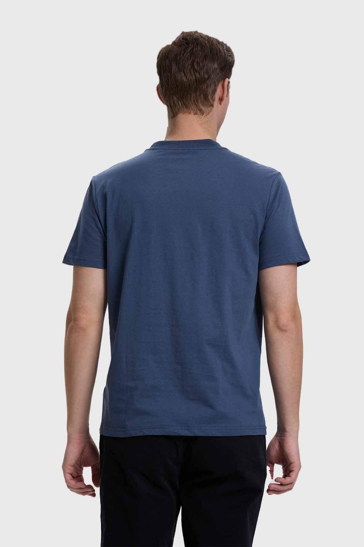 Polera Hombre Básica Con Bolsillo Azul-2