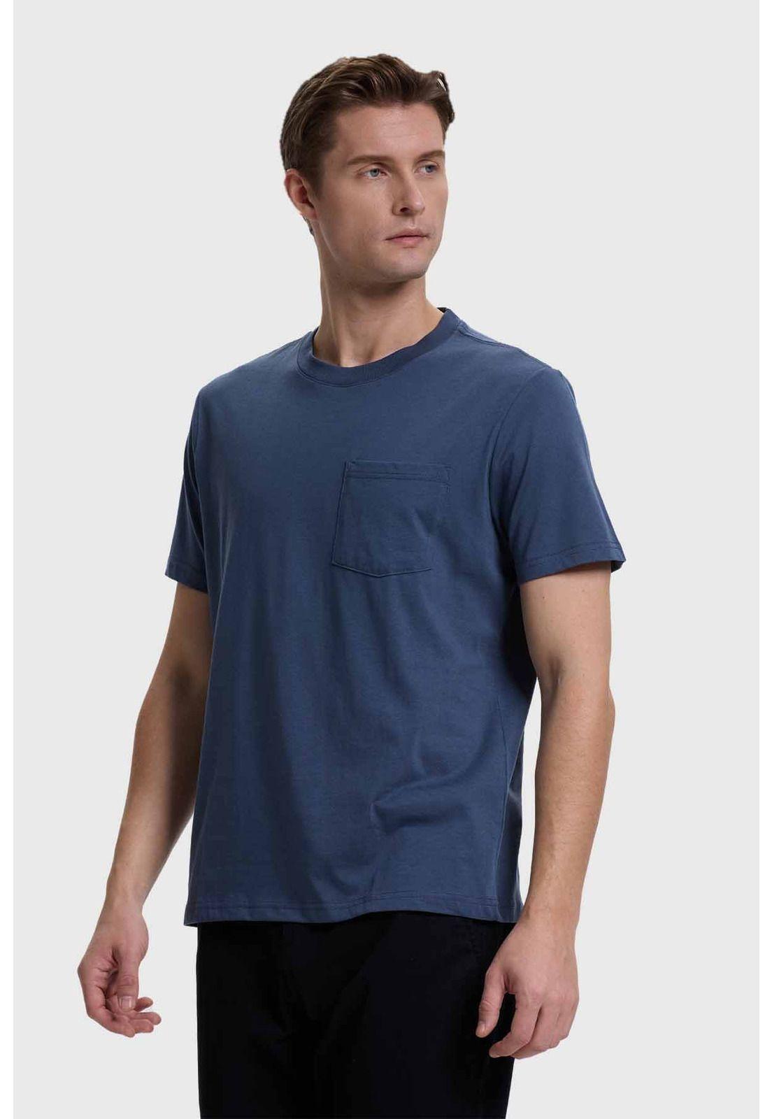 Polera Hombre Básica Con Bolsillo Azul-1