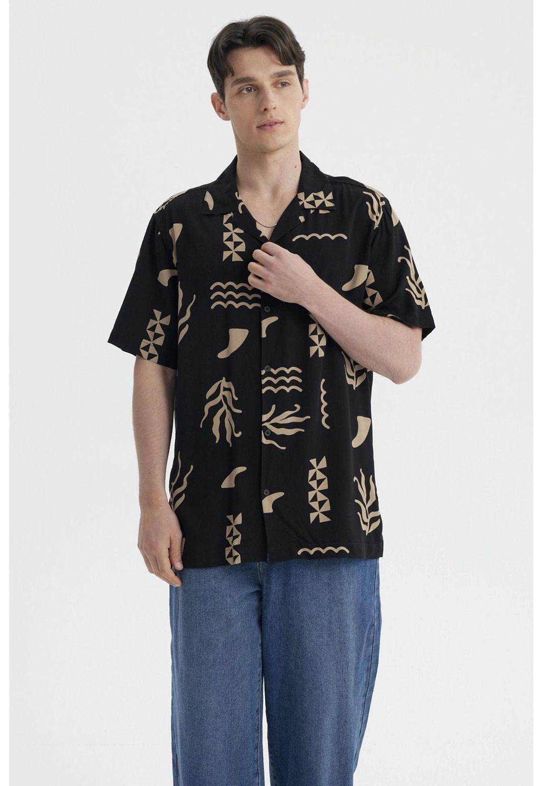 Camisa Hombre Rapport Negro- ll-0