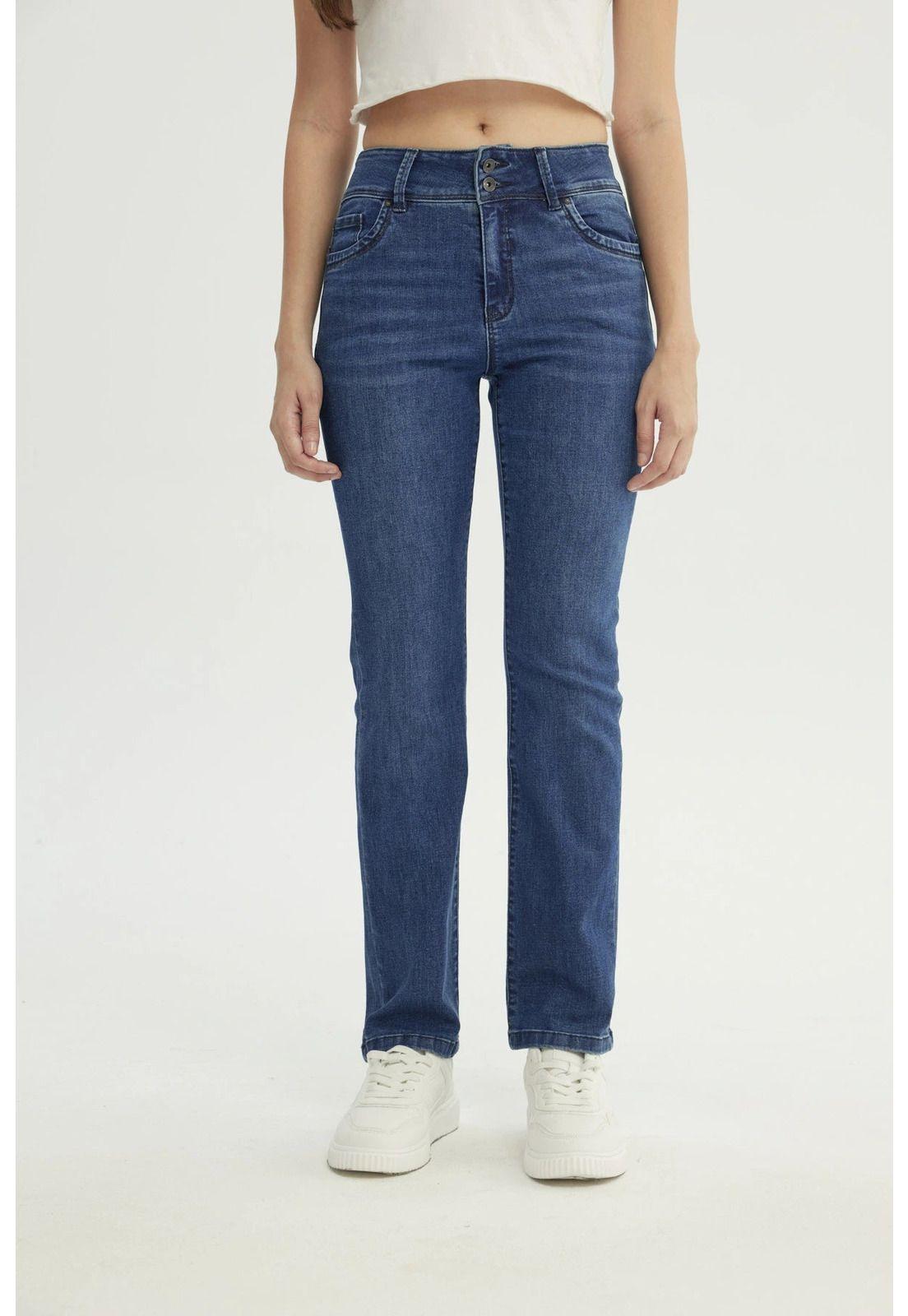 Jeans Mujer Calce Recto Azul Oscuro - Xlll-0