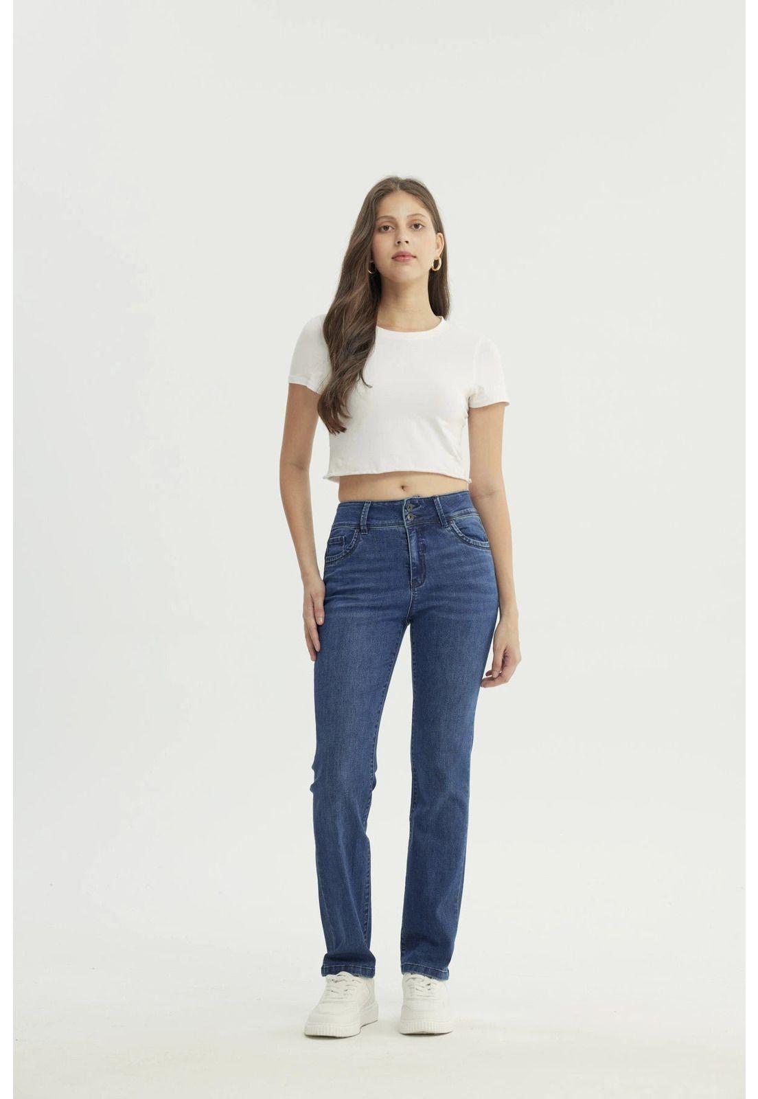 Jeans Mujer Calce Recto Azul Oscuro - Xlll-3