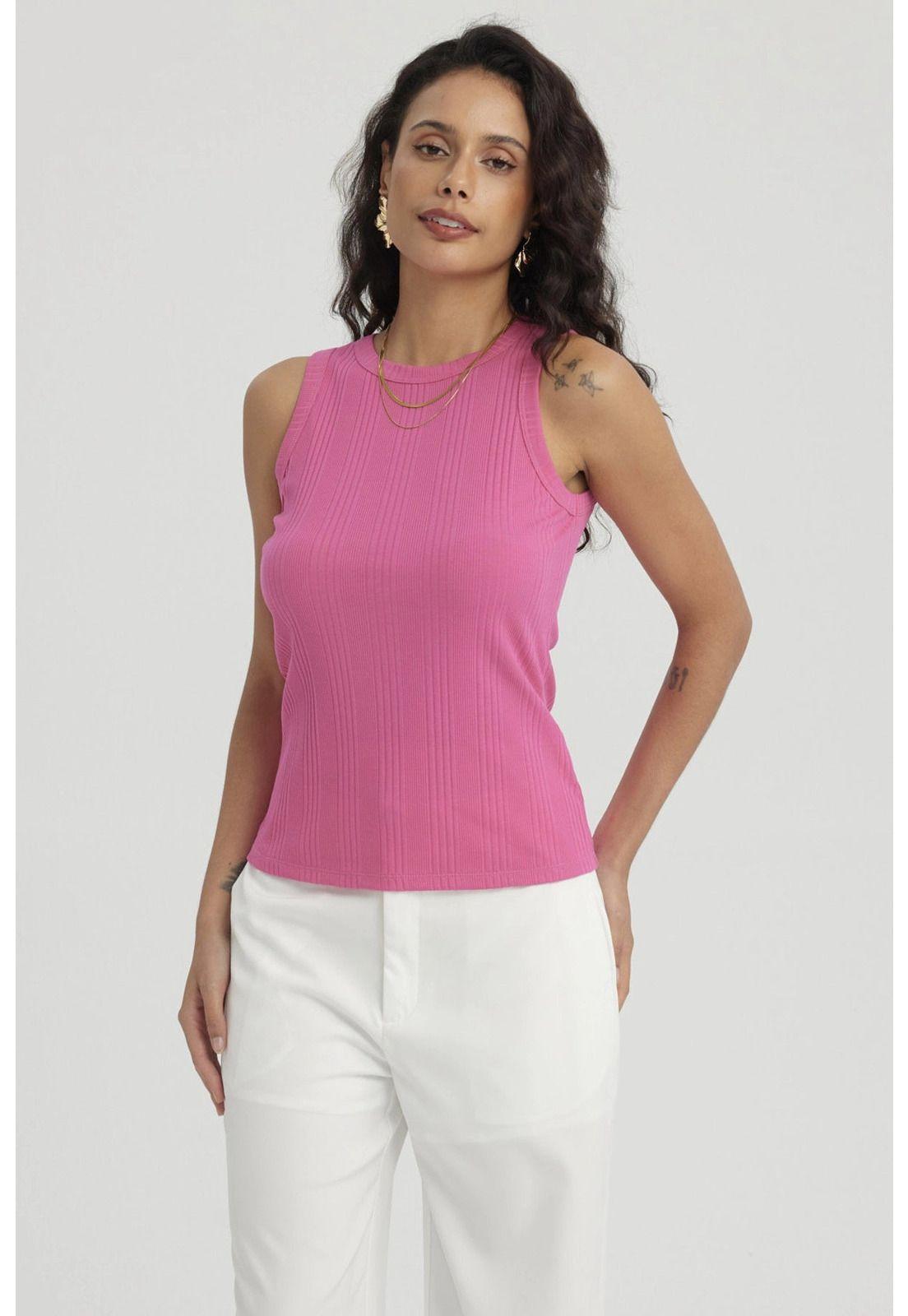 Polera Mujer Rib Lisa Fucsia - ll-0