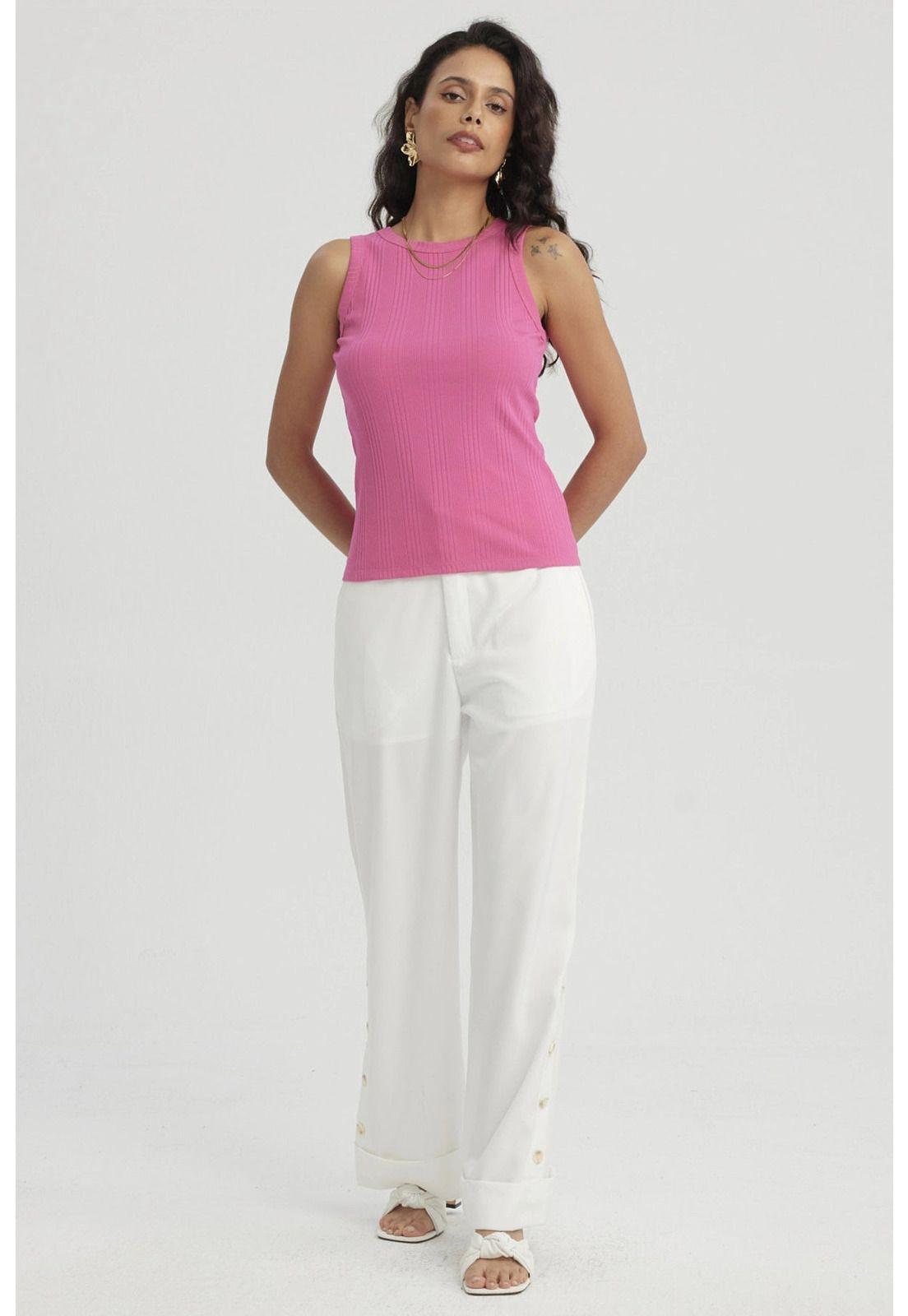 Polera Mujer Rib Lisa Fucsia - ll-3