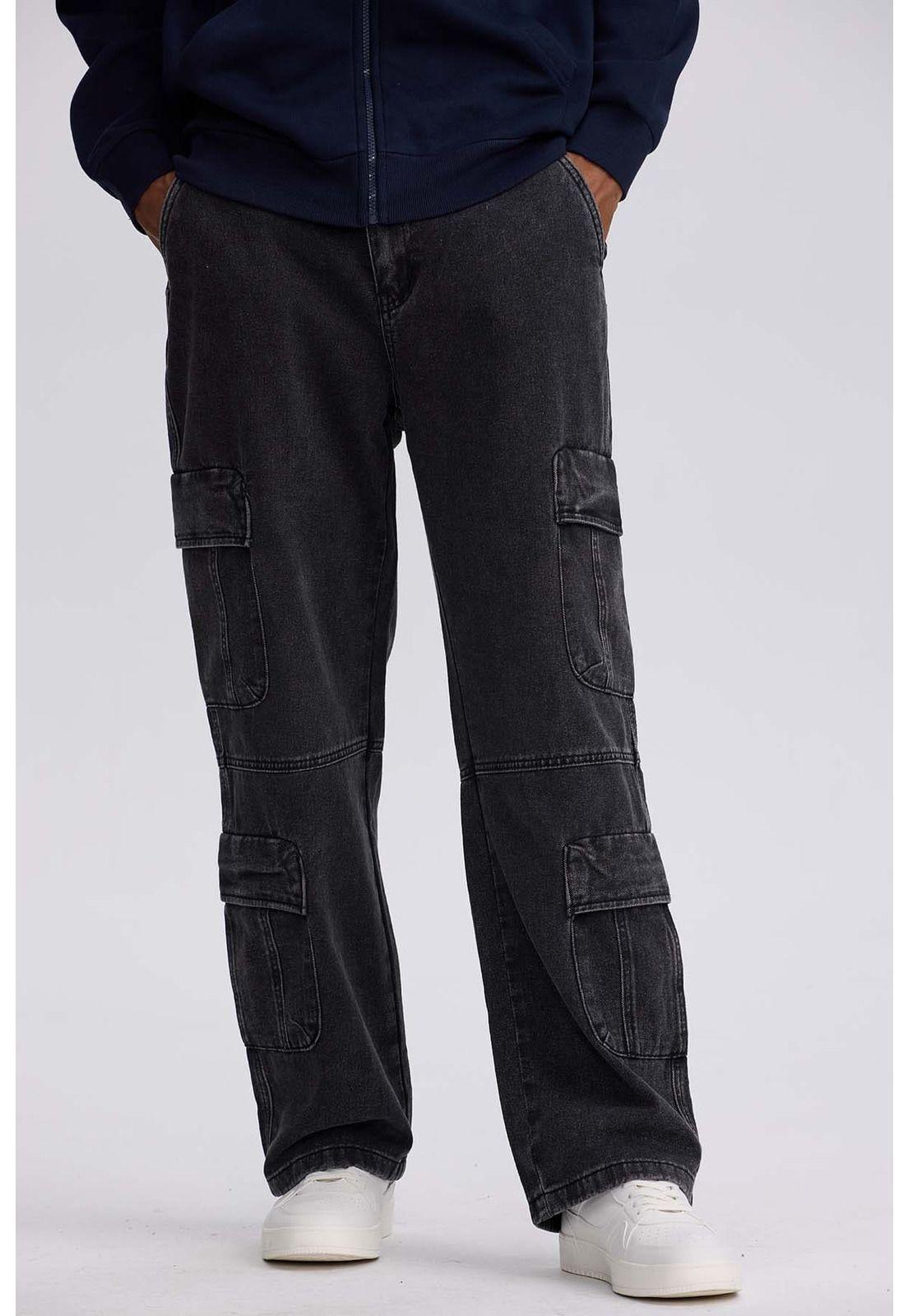 Jeans Hombre Doble Cargo Negro - ll-0
