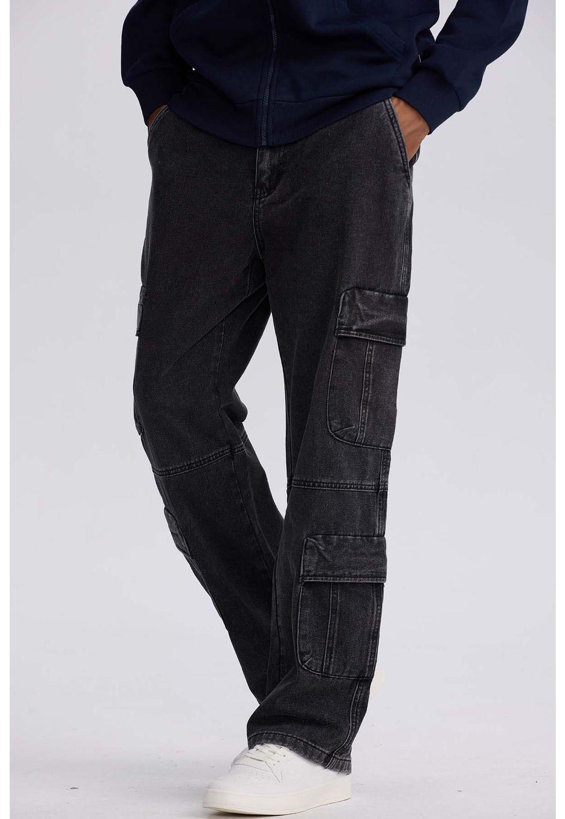 Jeans Hombre Doble Cargo Negro - ll-1
