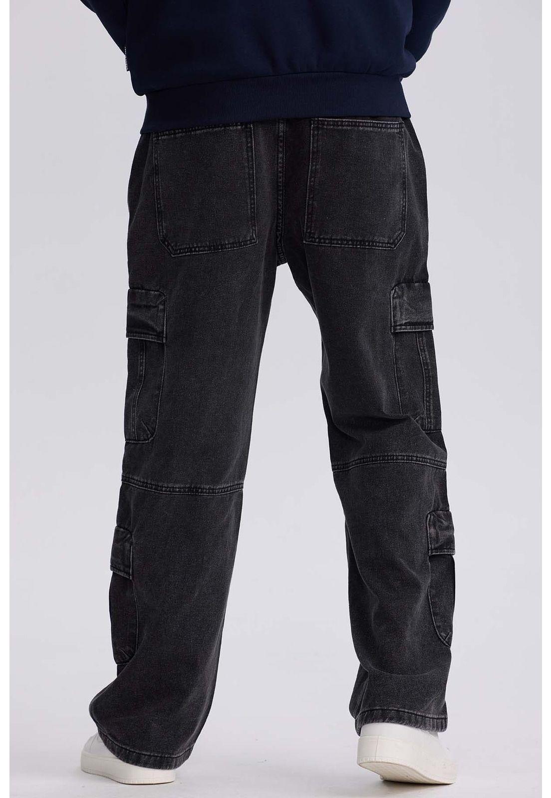 Jeans Hombre Doble Cargo Negro - ll-2