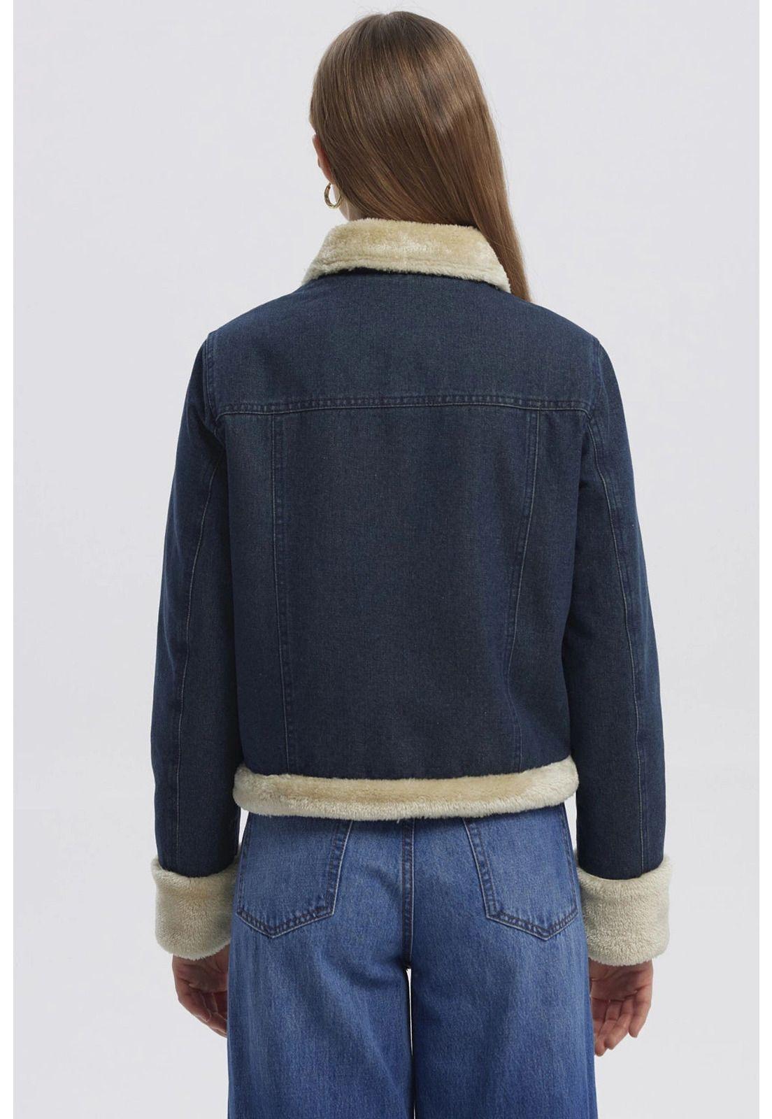 Chaqueta Mujer Cuello De Solapa Azul Oscuro-2