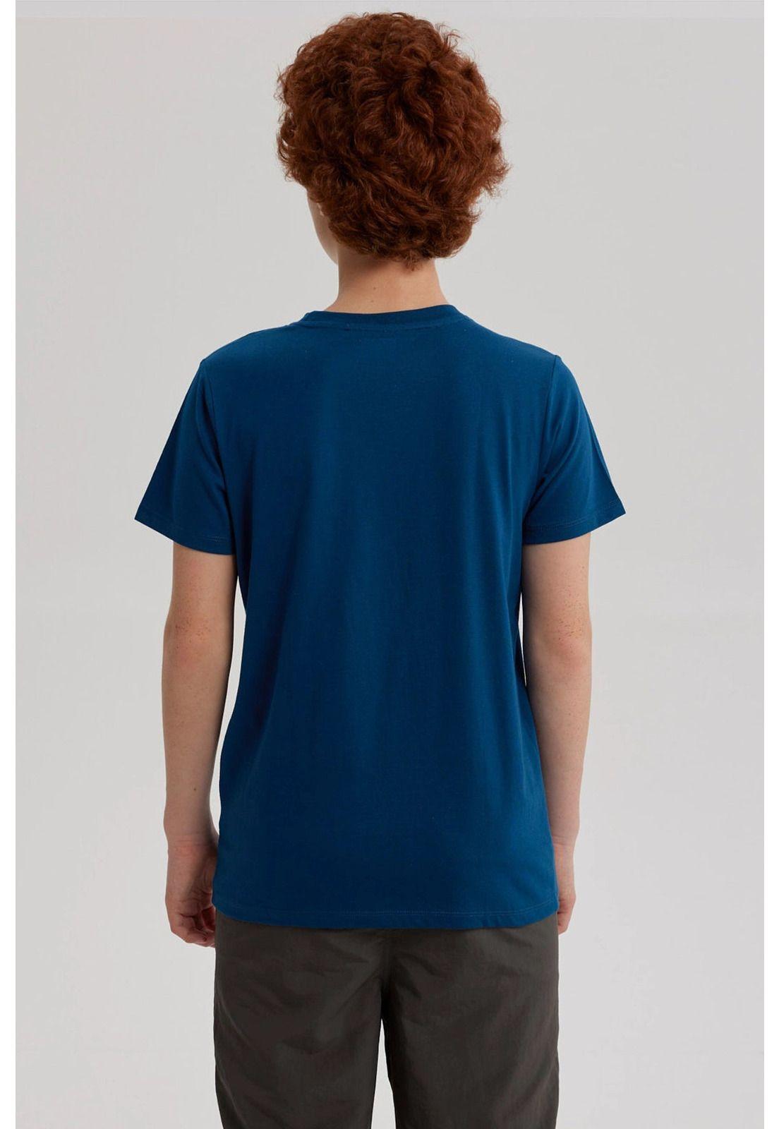 Polera Niño Básica Estampada Azul Petróleo - lV-2