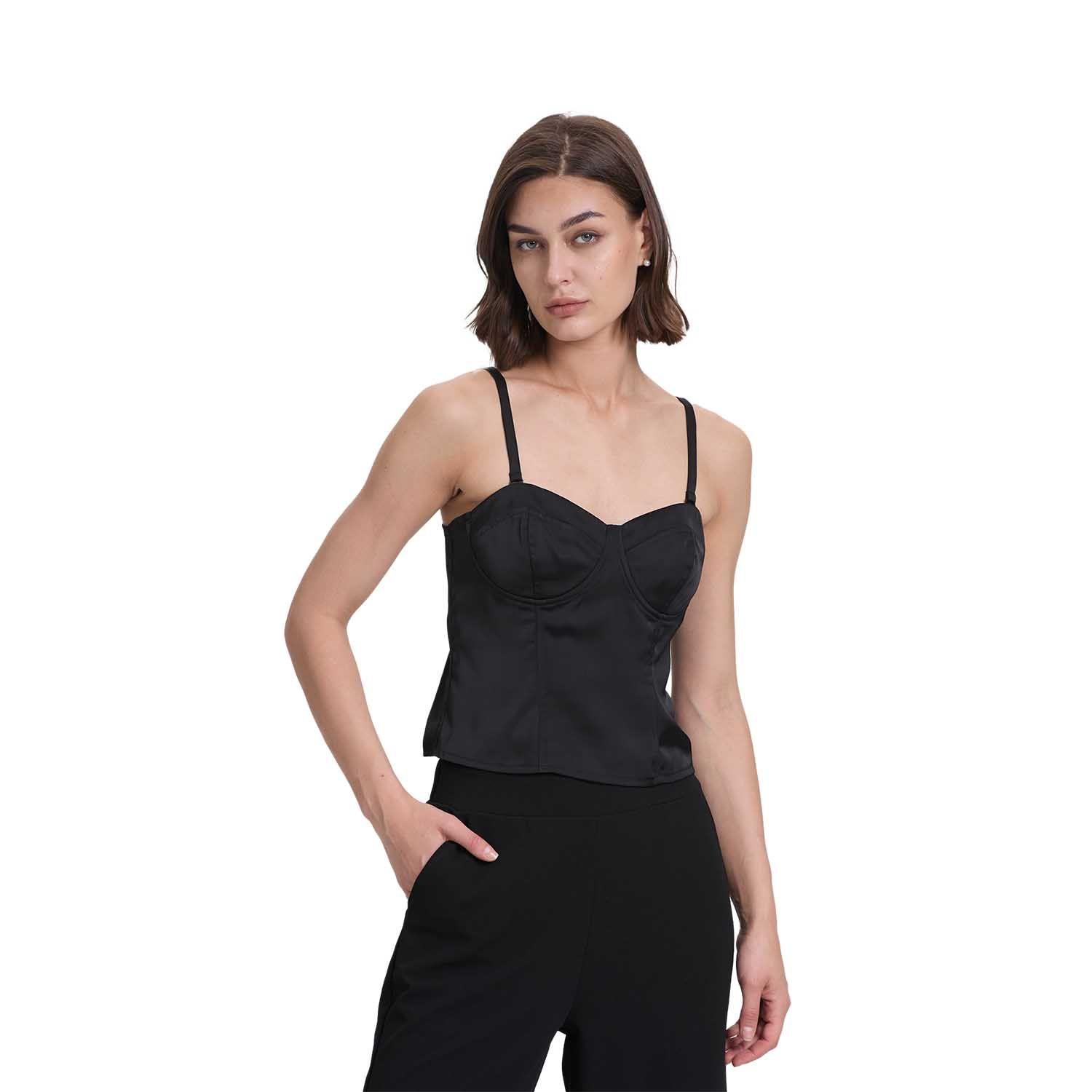 Blusa Mujer Top Tipo Corset Negro Fashion's Park-0