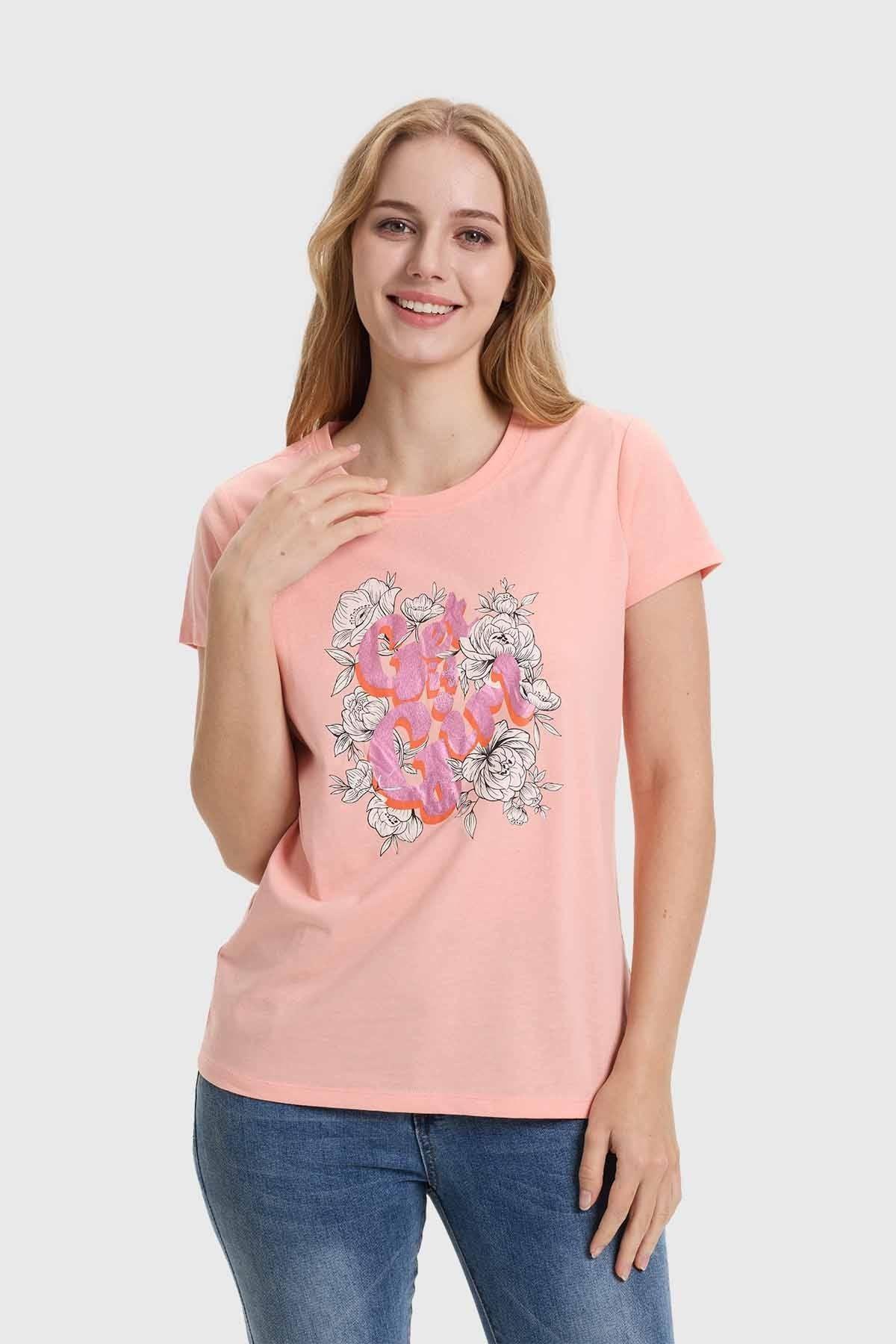 Polera Mujer Básica Print Damasco-1