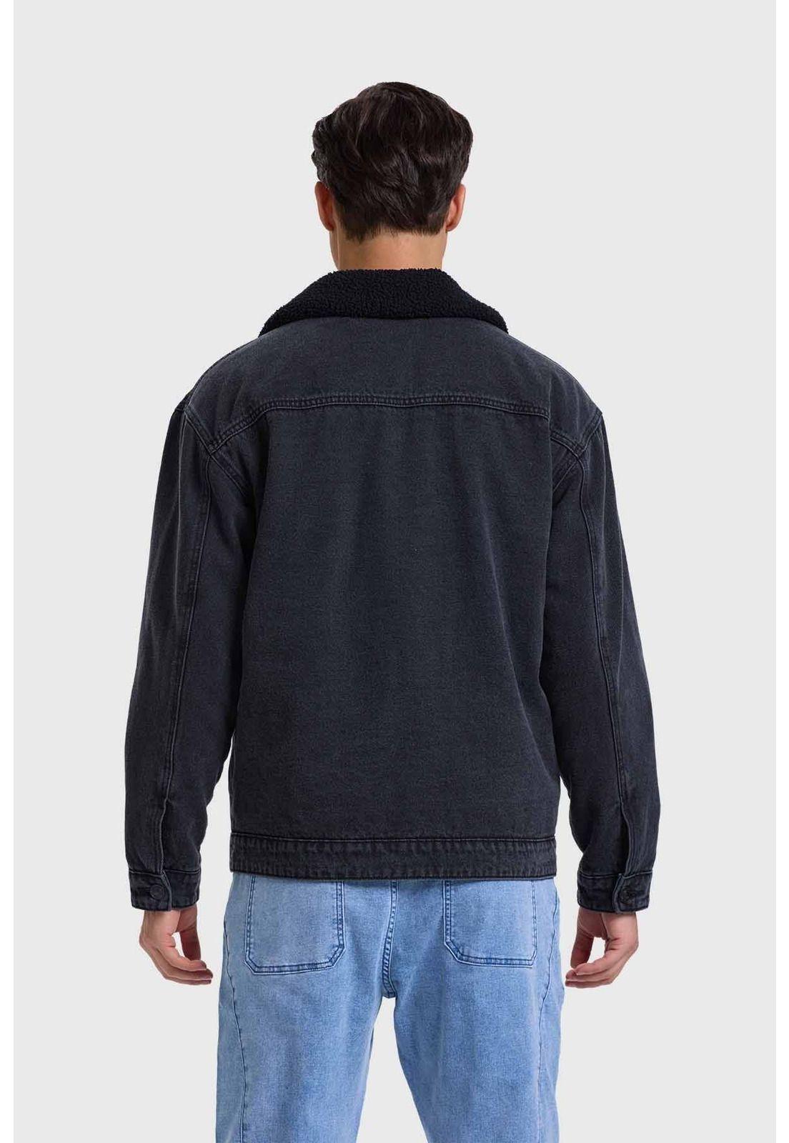 Chaqueta Hombre Denim Con Cuello Negro-2