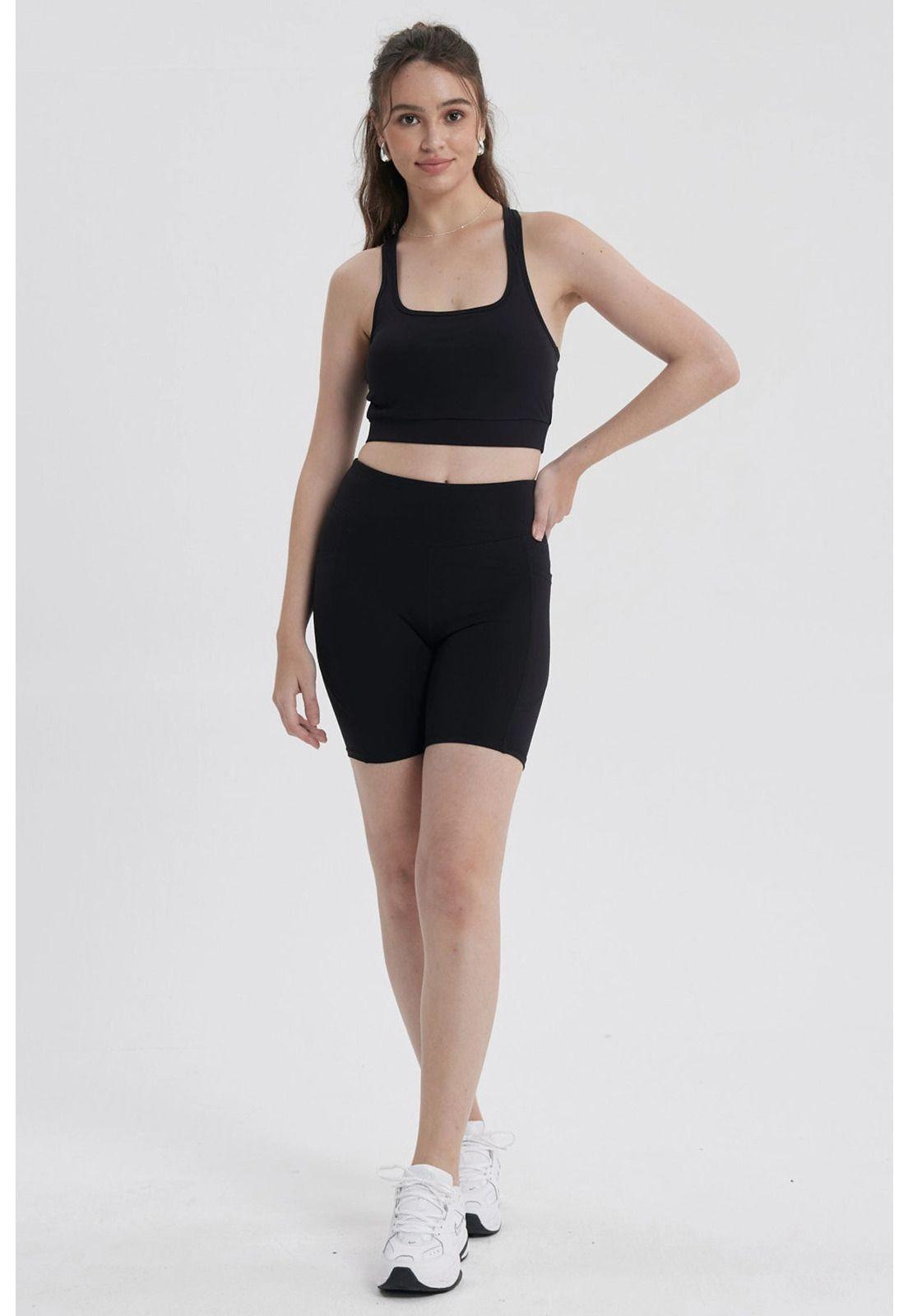 Calza Mujer Biker Largo Negro-3