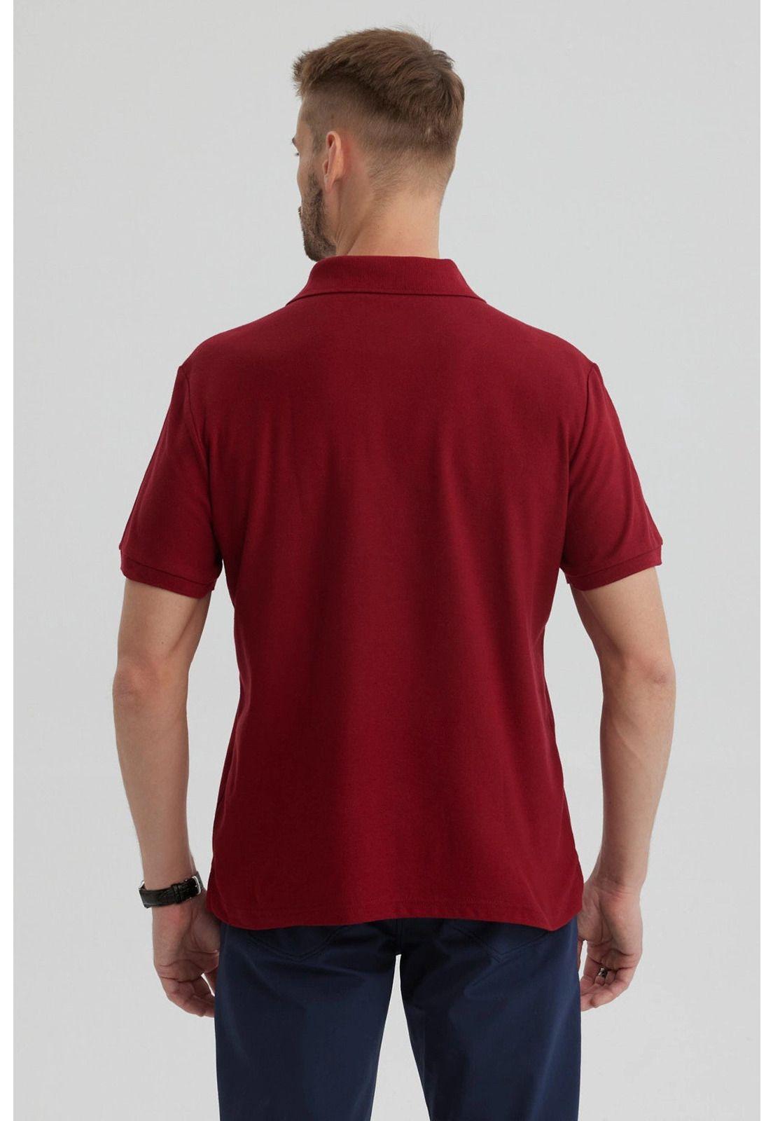 Polera Hombre Piqué Básica Lisa Burdeo - V-2