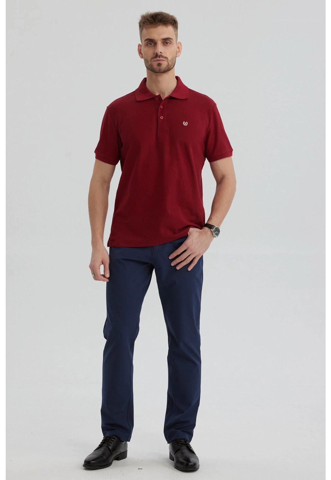 Polera Hombre Piqué Básica Lisa Burdeo - V-3