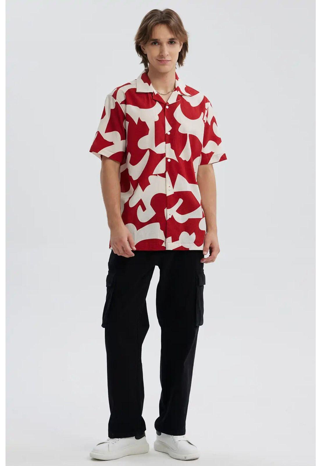 Camisa Hombre Full Print Rojo-3