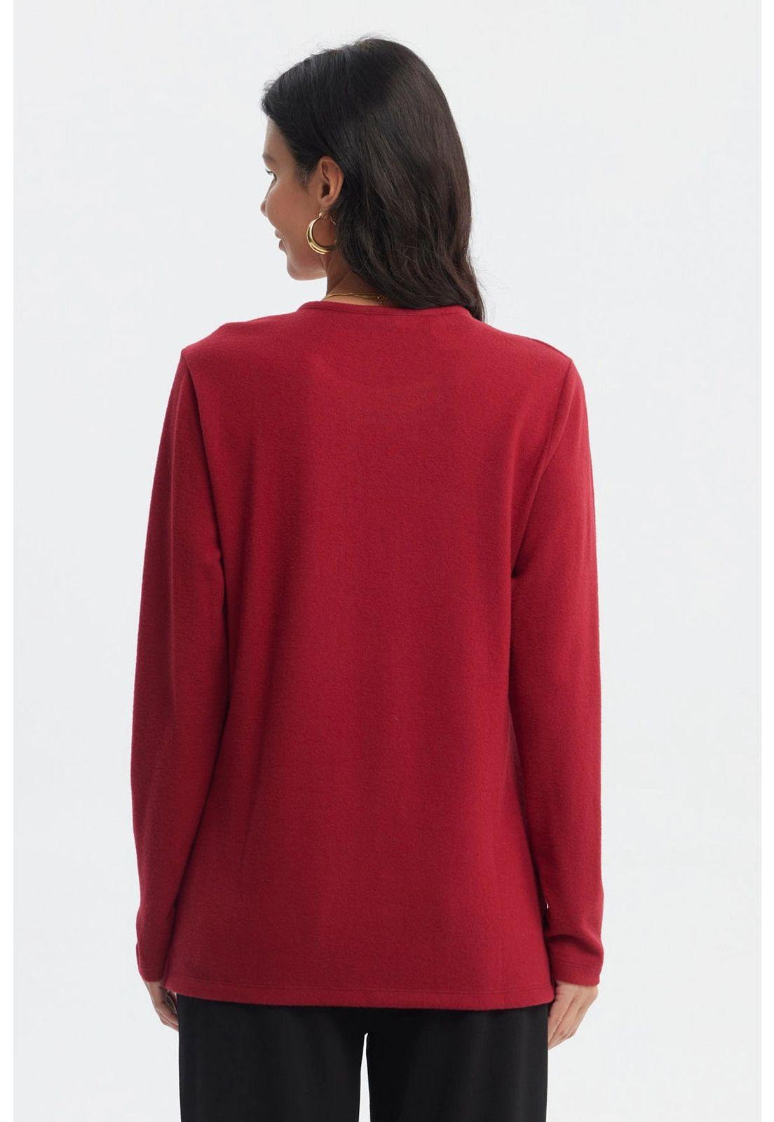 Sweater Mujer Cuello V Rojo-2