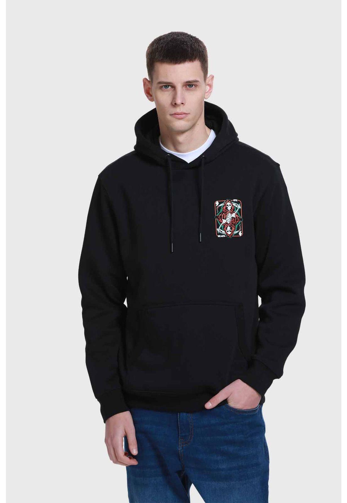 Polerón Hombre Hoodie Print Negro - lll-0