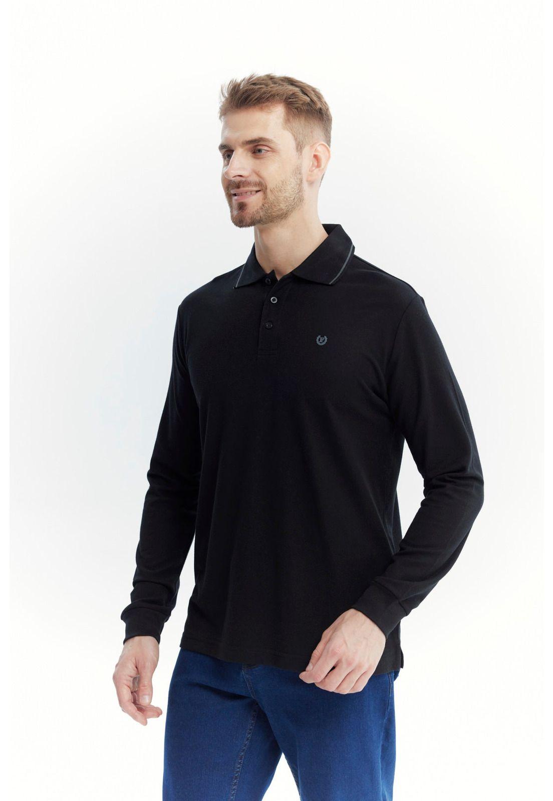 Polera Hombre Regular Negro - V-1
