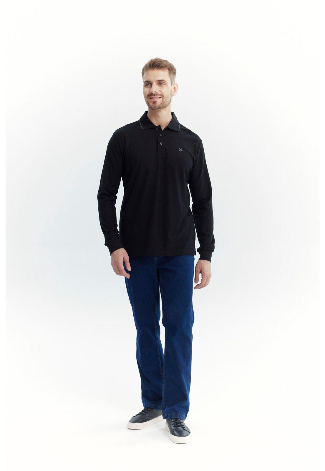 Polera Hombre Regular Negro - V-3