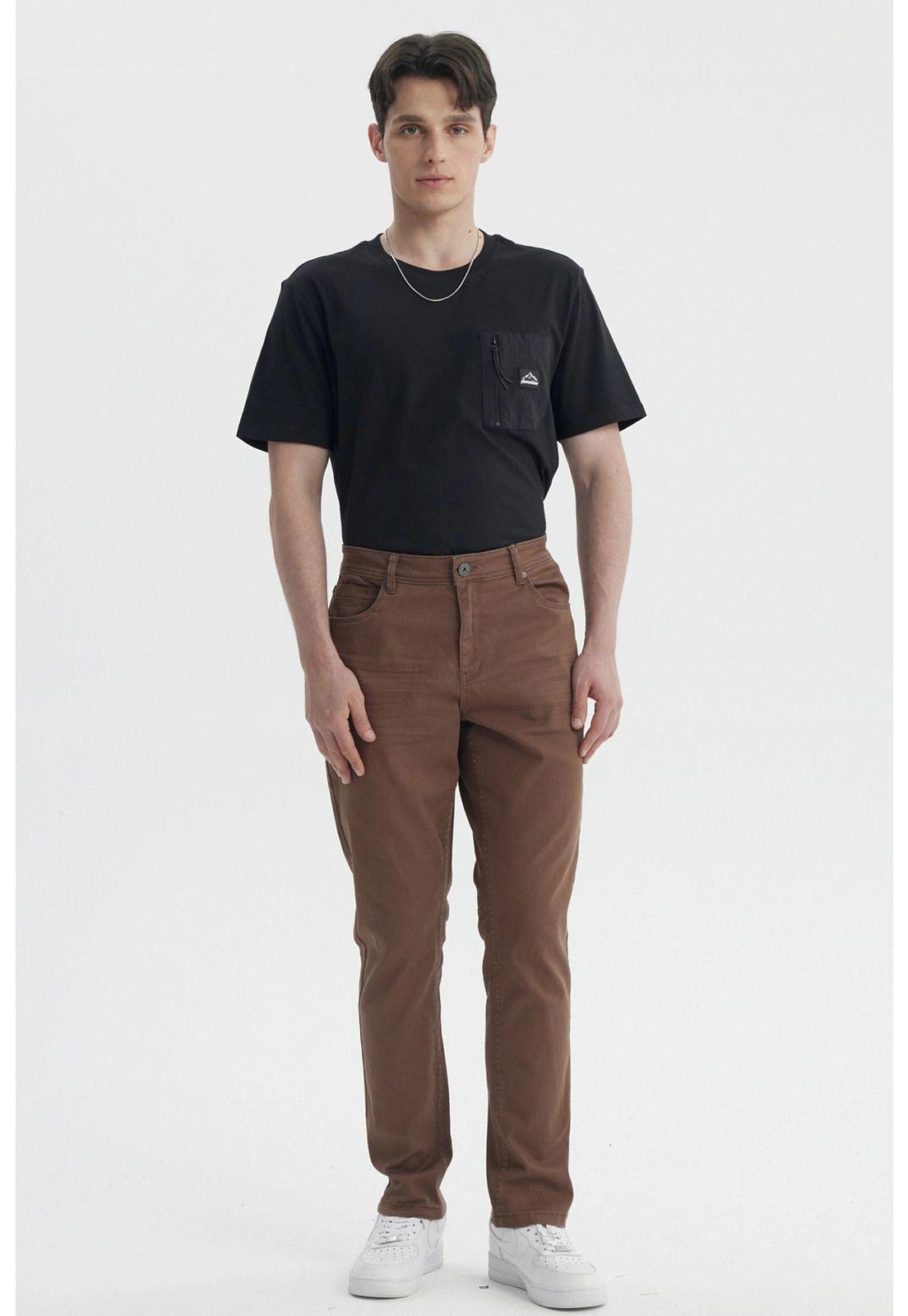 Jeans Hombre Slim Color Café - ll-3