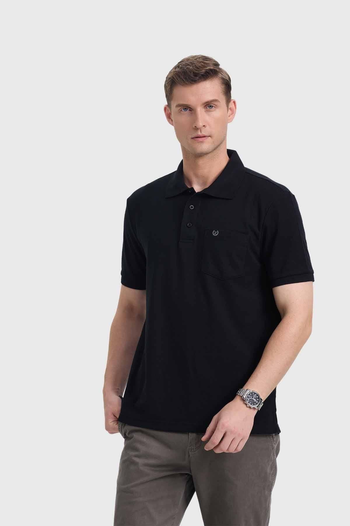 Polera Hombre Piqué Básica Negro-1