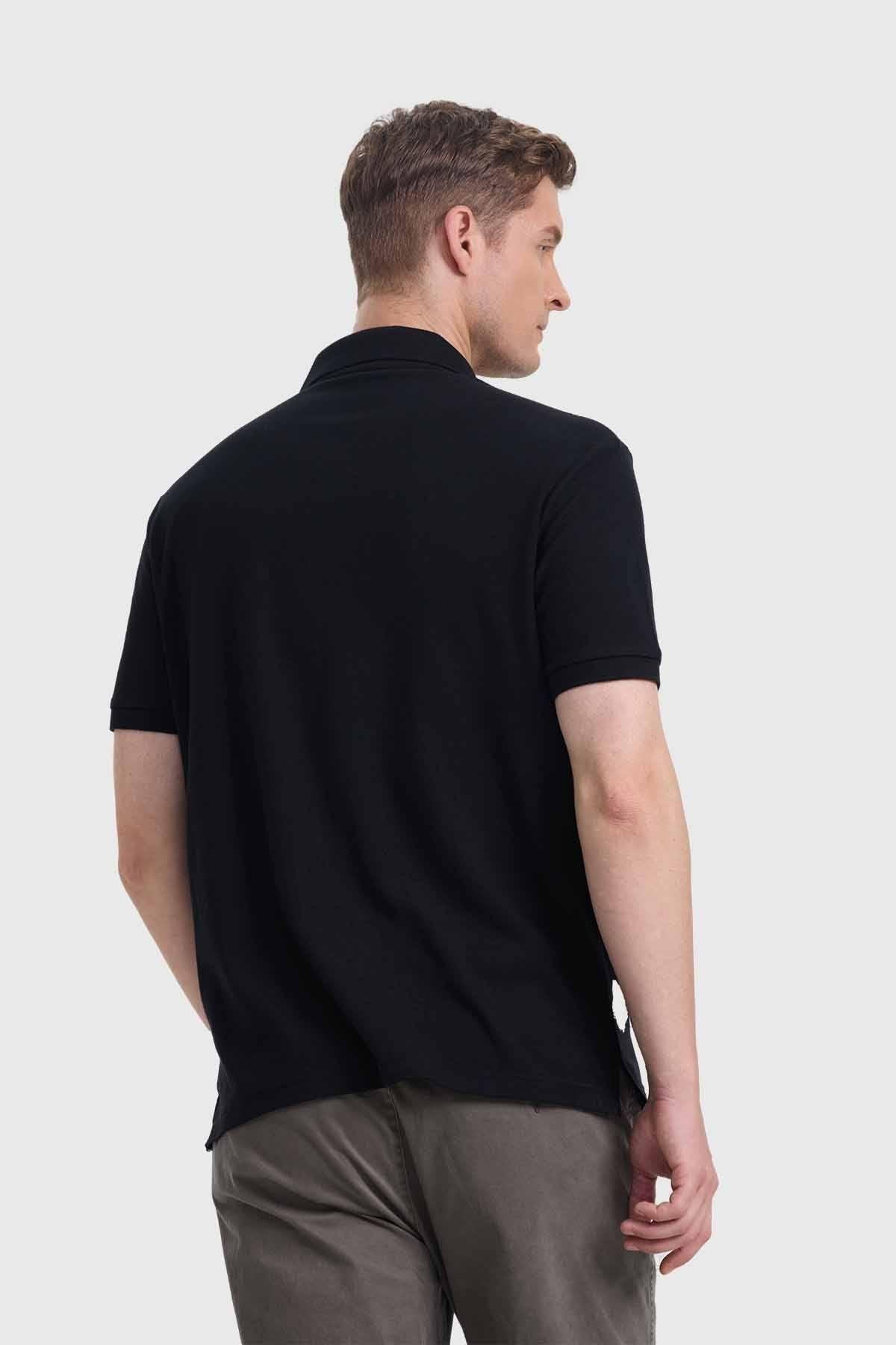 Polera Hombre Piqué Básica Negro-2