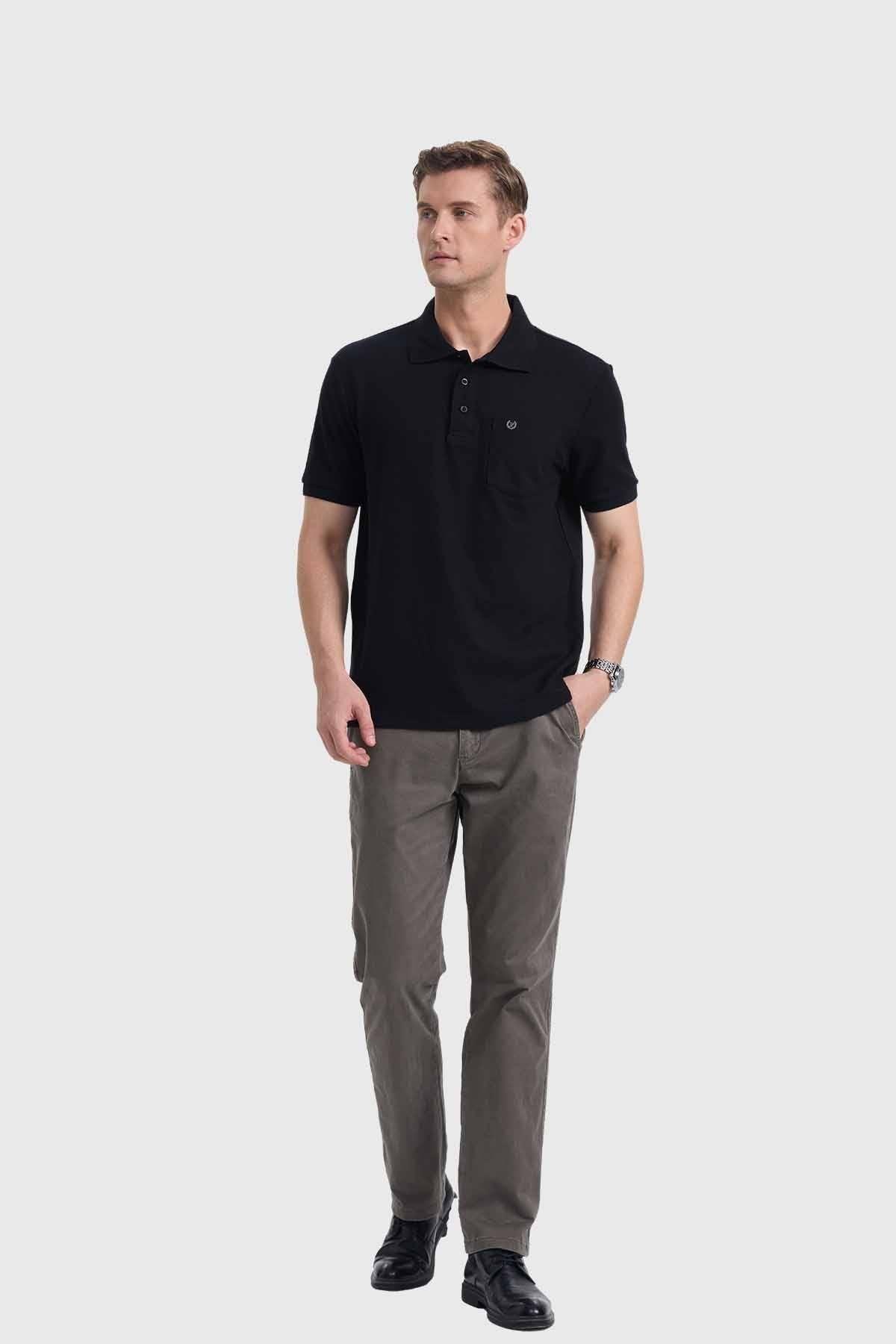 Polera Hombre Piqué Básica Negro-3