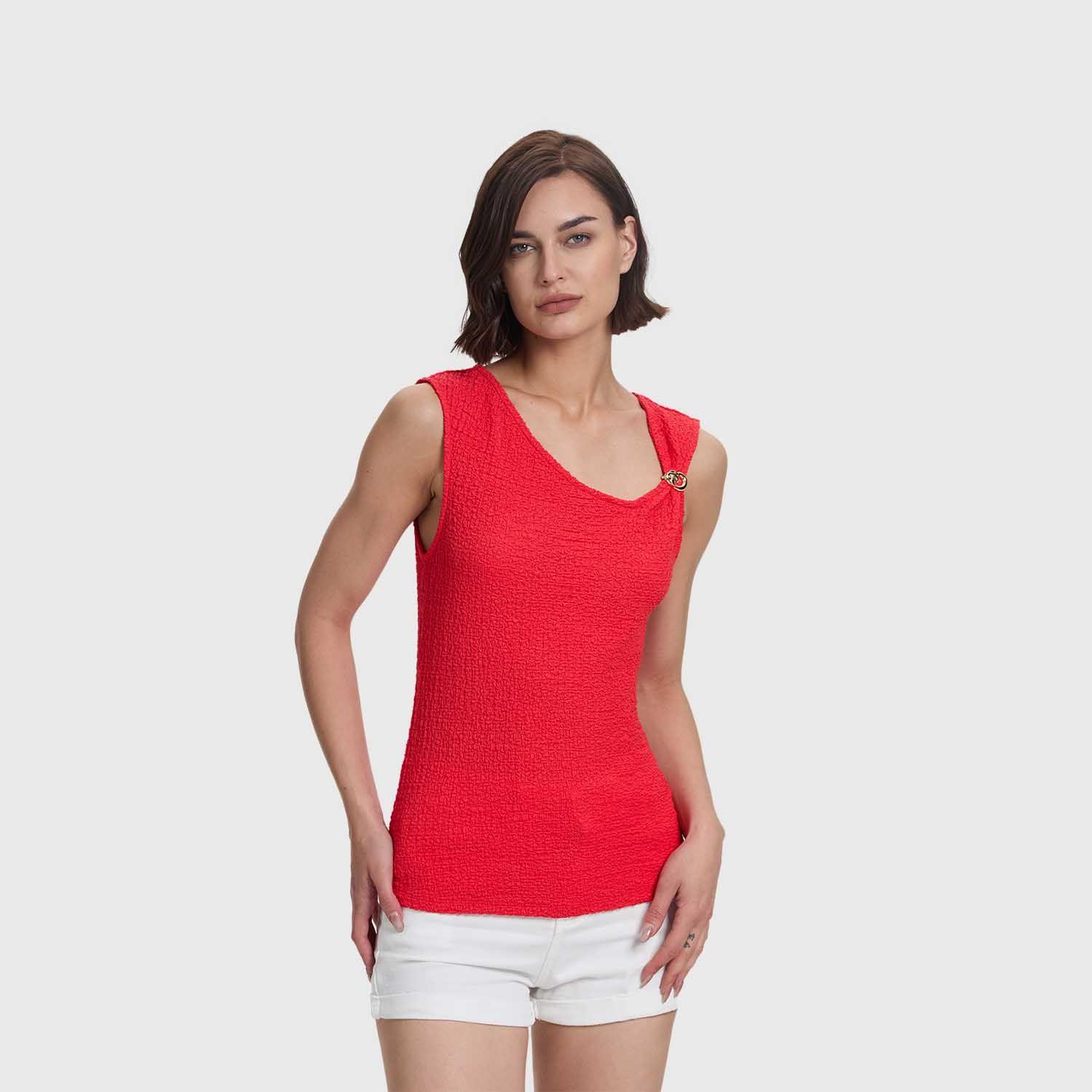 Polera Mujer Escote Asimétrico Rojo Fashion's Park-1