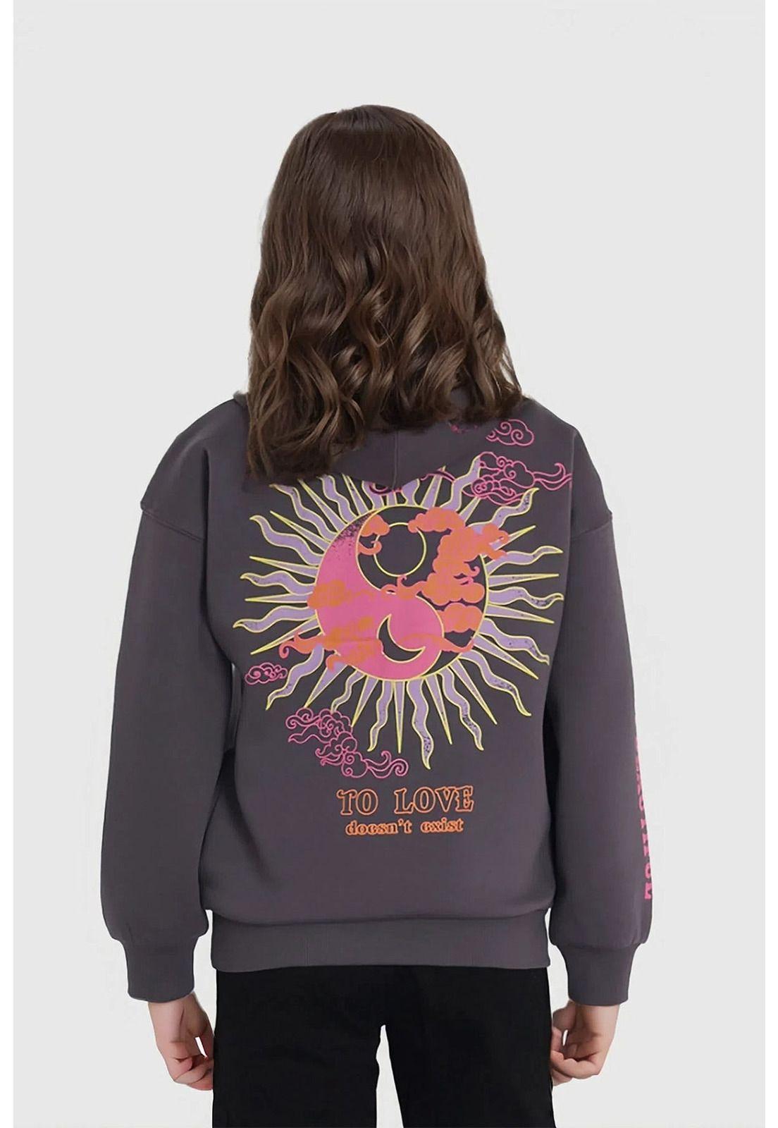 Polerón Niña Oversize Print Gris-1