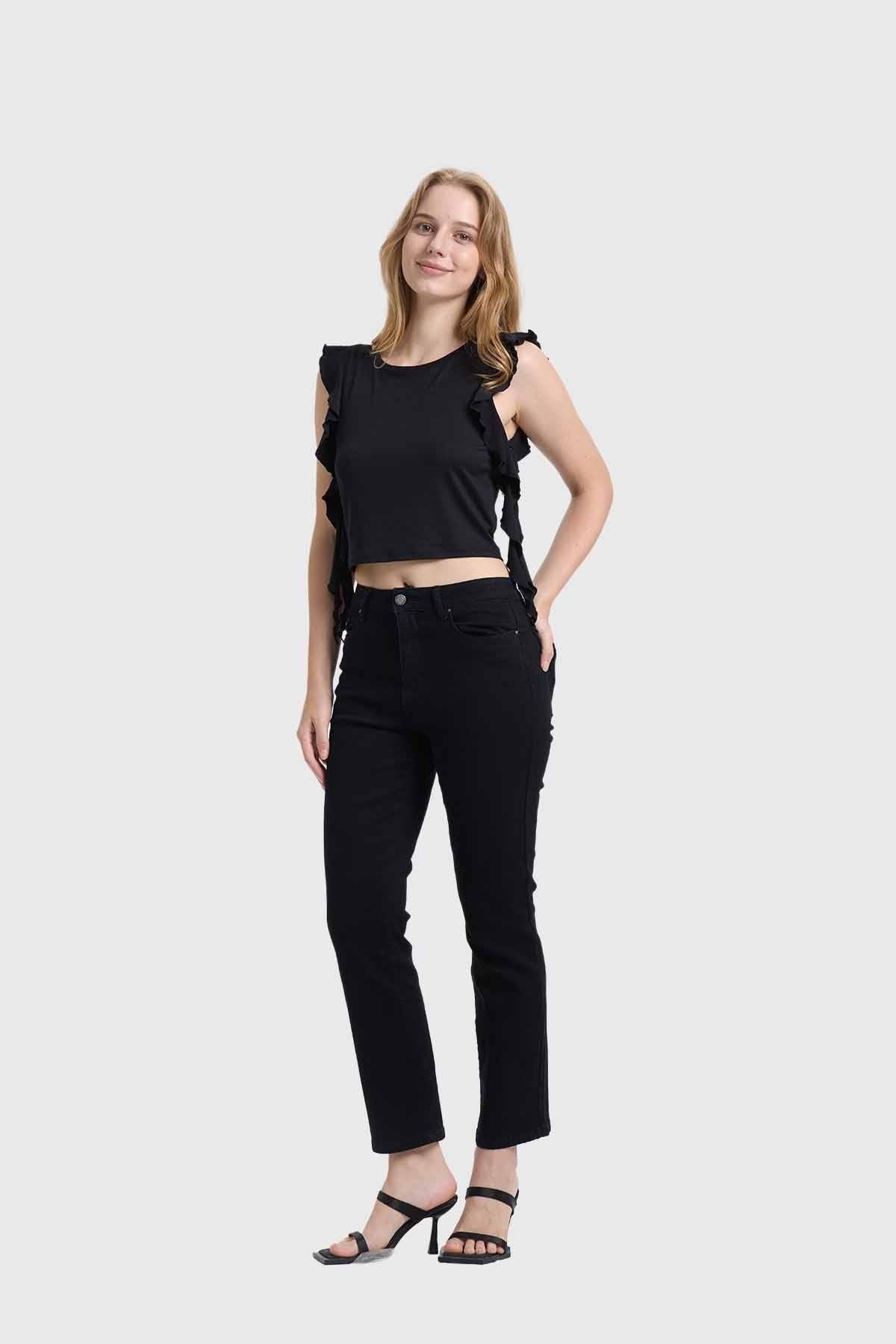 Polera Mujer Vuelos Negro-3