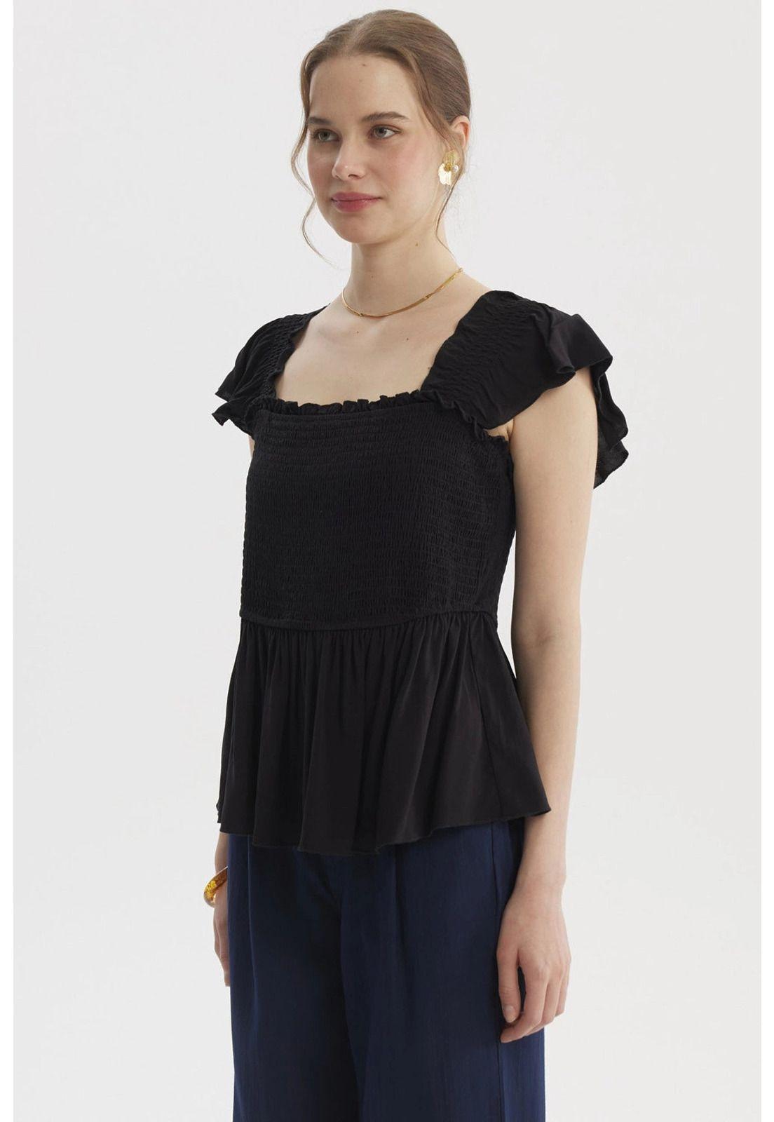 Blusa Mujer Ajustada Negro-1