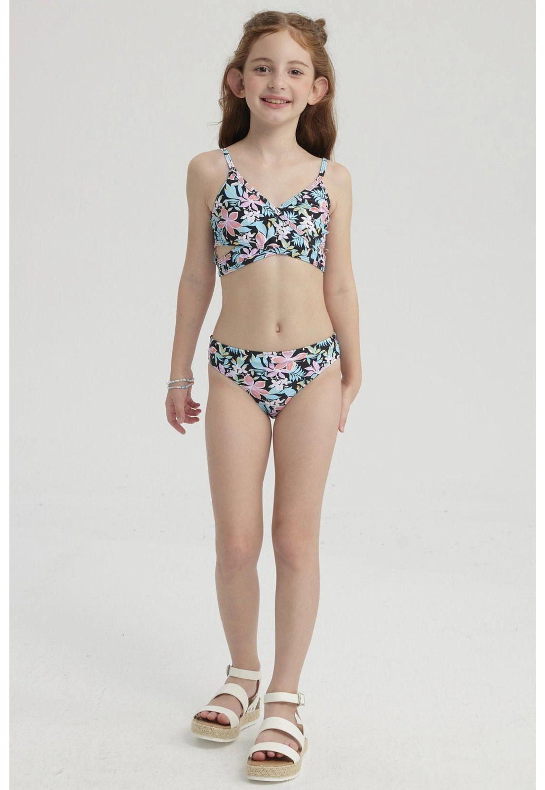 Traje de Baño Niña Bikini Teen Cruzado Negro-0