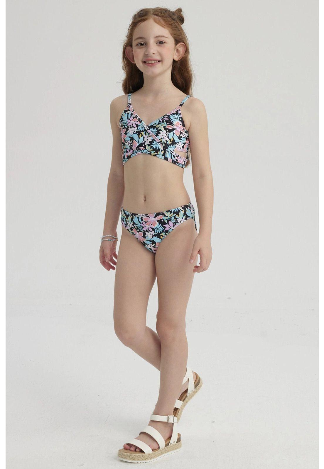 Traje de Baño Niña Bikini Teen Cruzado Negro-3