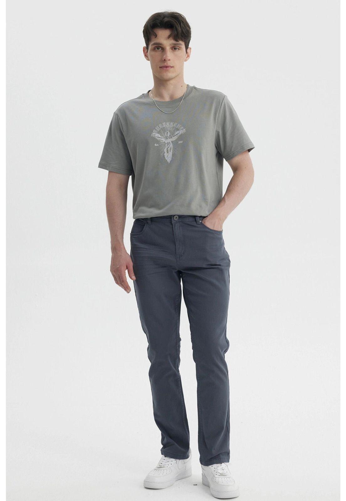 Jeans Hombre Slim Color Petroleo - ll-3