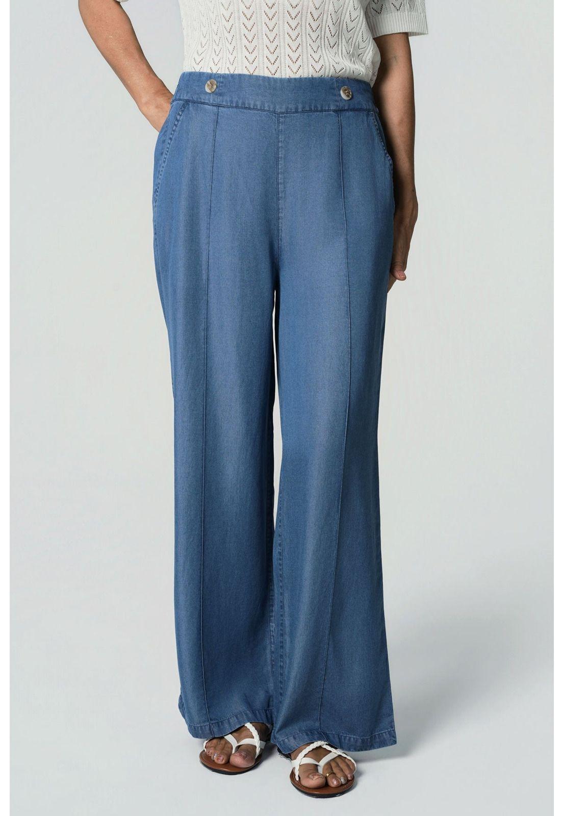 Jeans Wide Leg Mujer Azul-0