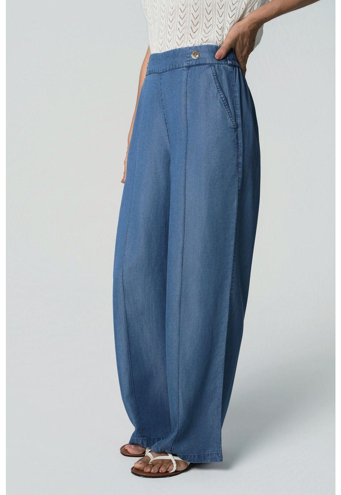 Jeans Wide Leg Mujer Azul-1