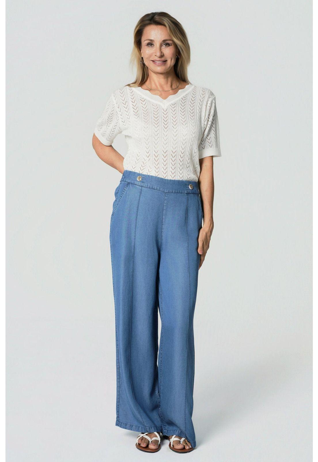 Jeans Wide Leg Mujer Azul-3